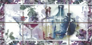 Composicion Acuarela Vino 20x40