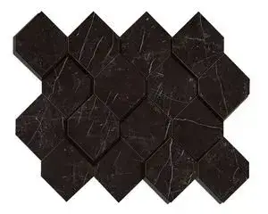 Marvel Nero Marquina Mosaico Esagono 3D
