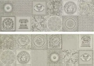 Декор Gardenia (Versace) Gold Patchwork Decorati Bianco/Platino 75×25 см