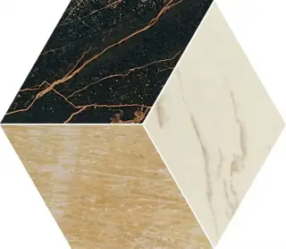 Мозаика Gardenia (Versace) Marble Mosaico T3 Nero-Oro-Bianco 240460 45×39 см