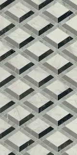 Керамогранит Gardenia (Versace) Tarsia Lozenge Nero lux 3D 60×120×9 см