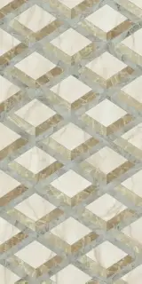 Керамогранит Gardenia (Versace) Tarsia Lozenge Avorio lux 3D 60×120×9 см