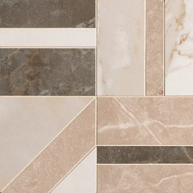 Roma Stone Calacatta Beige E Brown Deco Mosaico 30x30