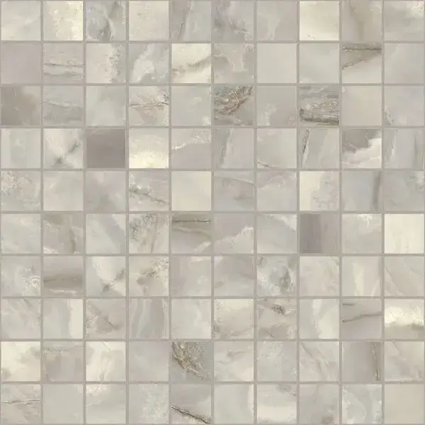 ONYX&MORE SILVER ONYX SATIN MOSAICO 3X3