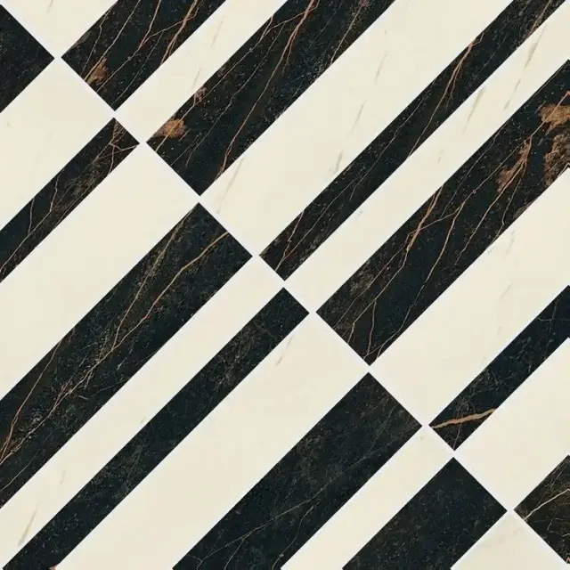 Мозаика Gardenia (Versace) Marble Mosaico Optical Nero-Bianco 240521 58.5×58.5 см