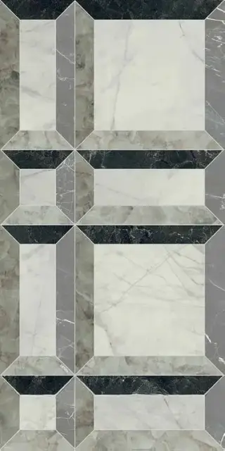 Керамогранит Gardenia (Versace) Tarsia Frame Nero lux 3D 60×120×9 см
